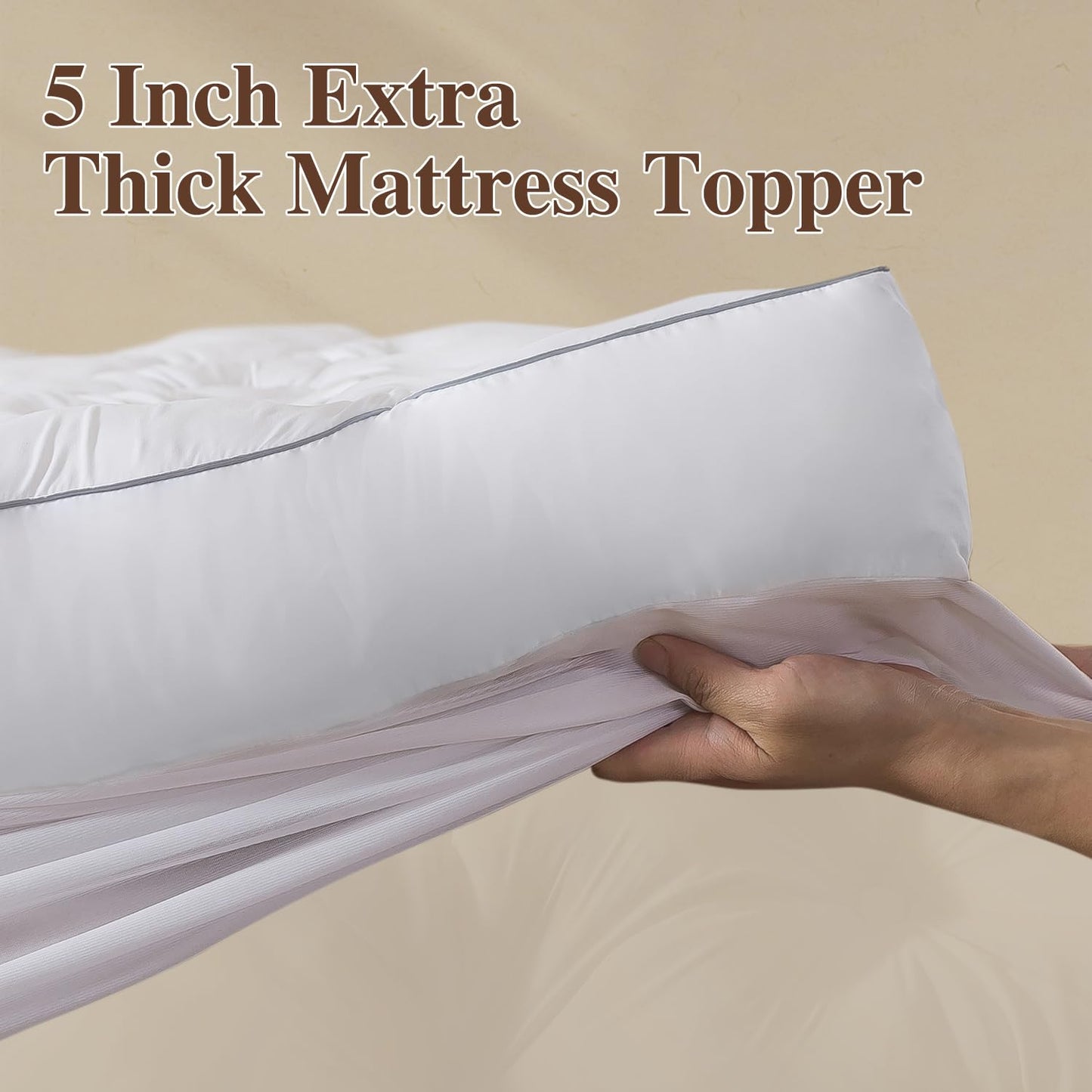 WhatsBedding 5 Inch Memory Foam Mattress Topper Twin Size, Supportive Fluffy Shredded Memory Foam Filled Pillow Top, Extra Soft Bed Topper with Deep Pocket, 39x75 in