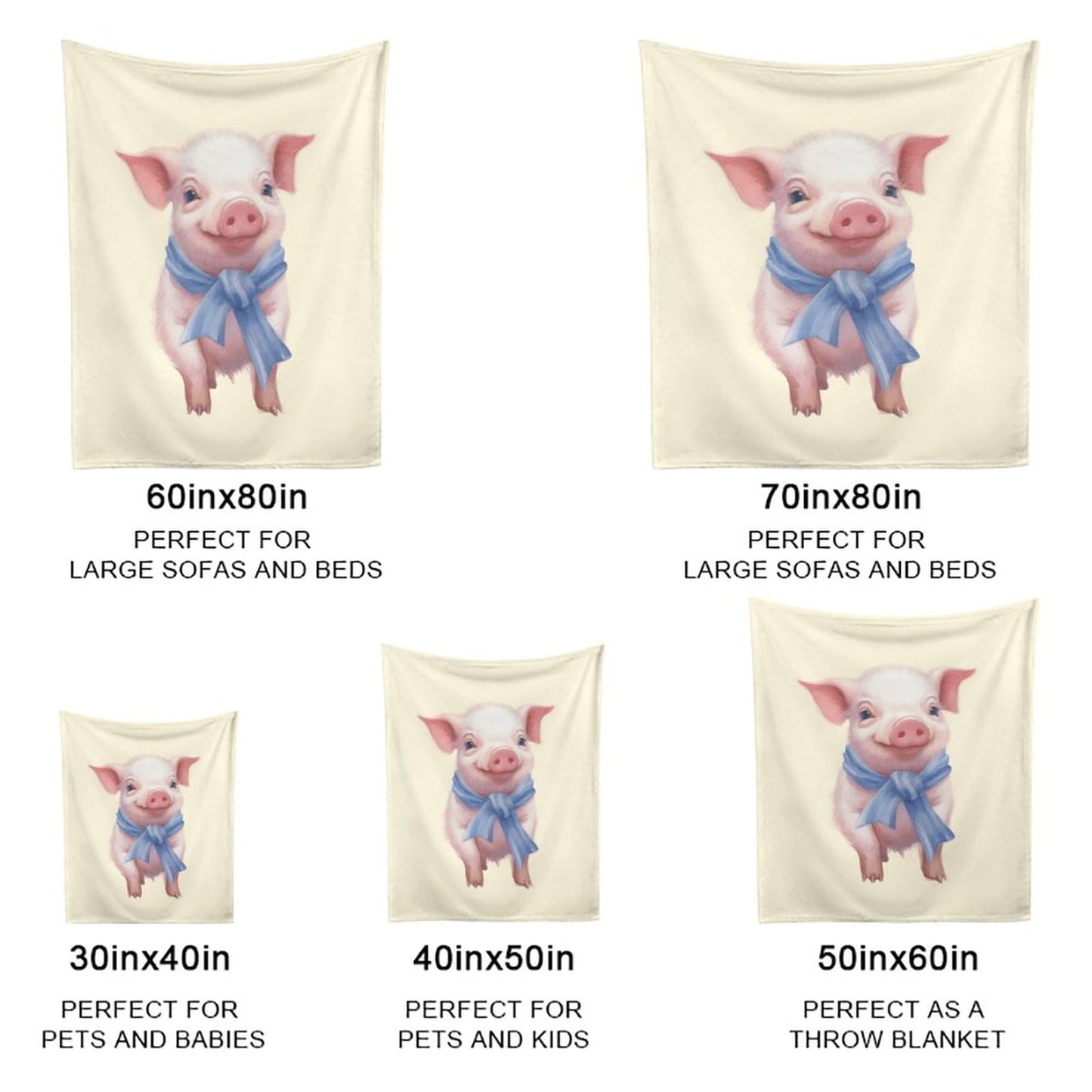Joyidec Pink Pig Yellow Super Soft Winter Comfy Throw Blanket Flannel Fleece Lightweight Blanket for Couch Car Bed 50x60 in
