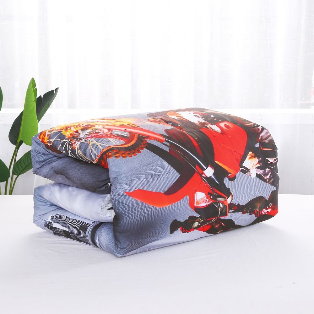 SHOMPE Dirt Bike Comforter Sets Full Size Racing Motocross Sports Extreme Theme Bedding Sets for Boys