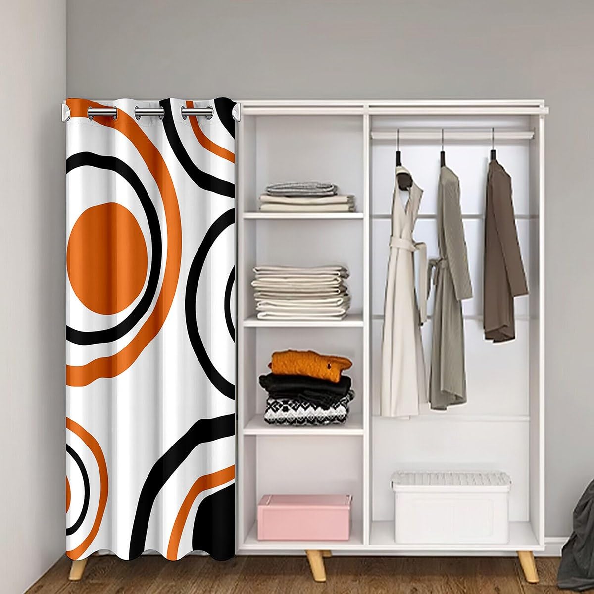 Erosebridal Orange Abstract Bed Sheets Full Size Modern Geometric Circles Flat Fitted Sheet Boho Art Aesthetic Striped Sheet Set Minimalist Black White Abstract Sheets