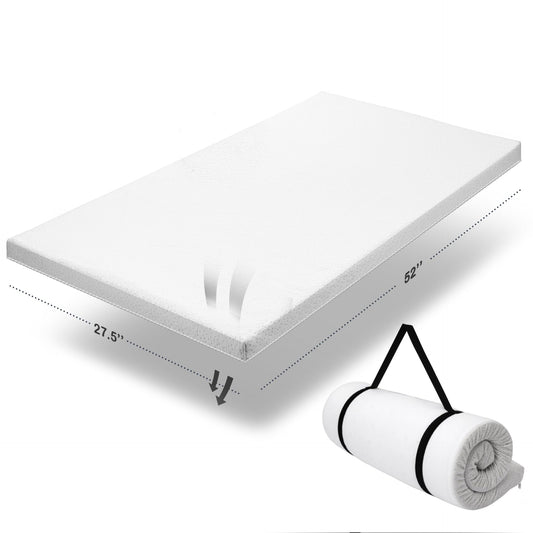 Organic Cotton Covered Toddler Mattress Topper | Ventilated 2-Inch Memory Foam CertiPUR-US Topper Pad, Waterproof & Washable Cover for Toddler Bed, Soft Padding Nonslip Bottom Travel Strap, 52x27.5x2