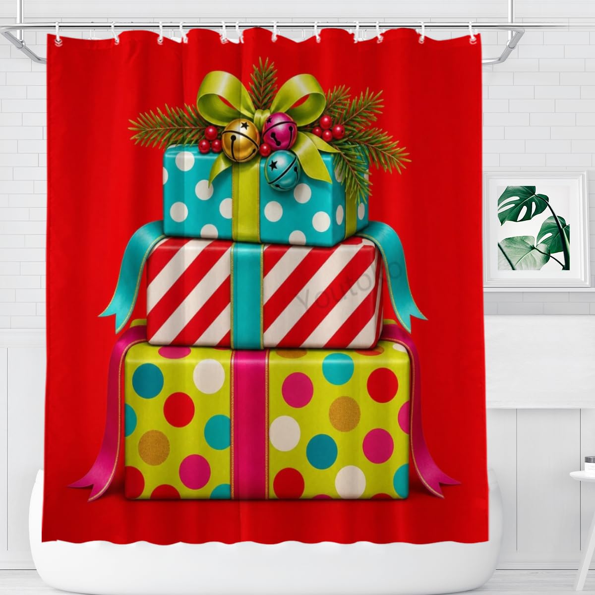 Youtoko Rose Floral Shower Curtain 72x72 Inch with 12 Hooks Polyester Bath Decor Set Fresh Zen Stone Scene Wall Look Romantic Style for Apartment Bathroom
