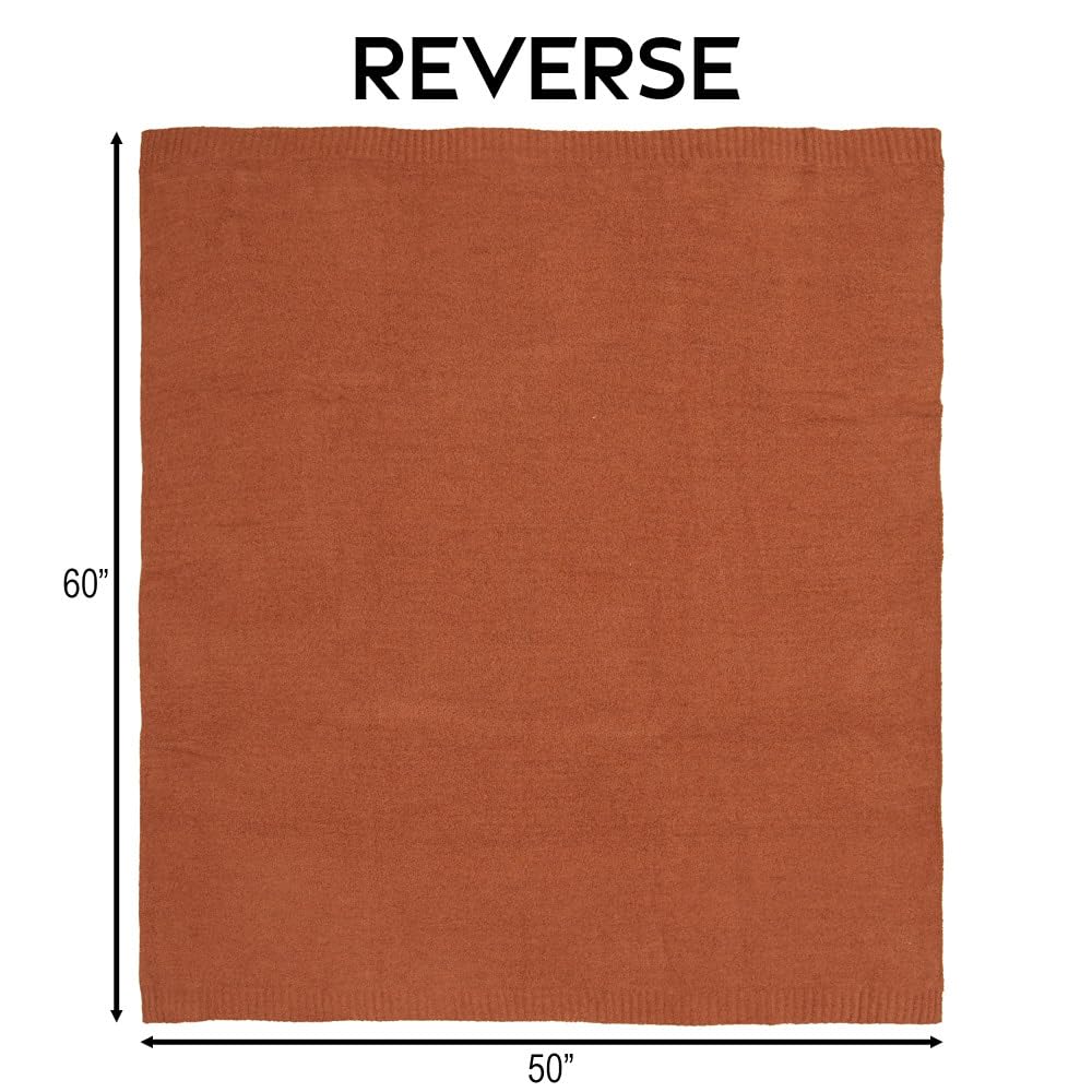 Carstens, Inc. Luxury Soft Stretchy Reversible Plush Throw Blanket, Large 50" x 60", Desert Clay