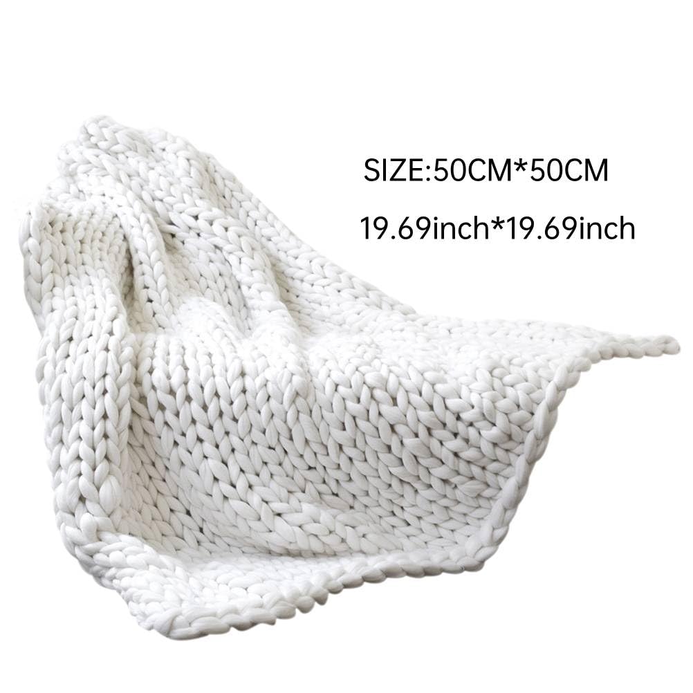Mrisata Hand Knit Weighted Blanket for Adults, Chunky Knit Blanket, Sustainable, Breathable, Knitted Weighted Blanket, Hand Made Chunky Knit Weighted Throw Blanket for Sleep, Stress, 50 * 50cm (A)