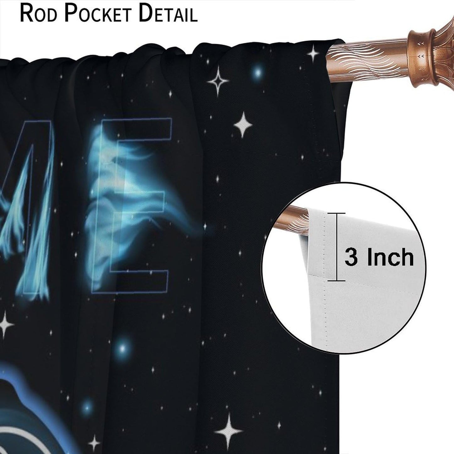 wlsgdsg Blue Gamer Curtains for Boys,Fantasy Cartoon Flame Video Computer Gamepad Starry Window Treatments Print for Kids Teenage Bedroom Living Room 41x44.5in（No Blackout）