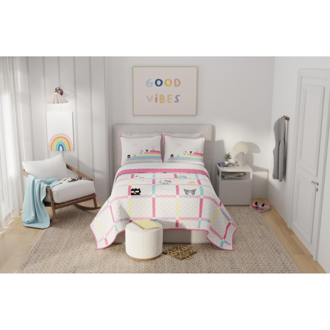 Sanrio Hello Kitty & Friends Holiday & Christmas 3 Piece Quilt & Pillow Sham Set, Full Size 88" x 92", (Officially Licensed Product) by Franco