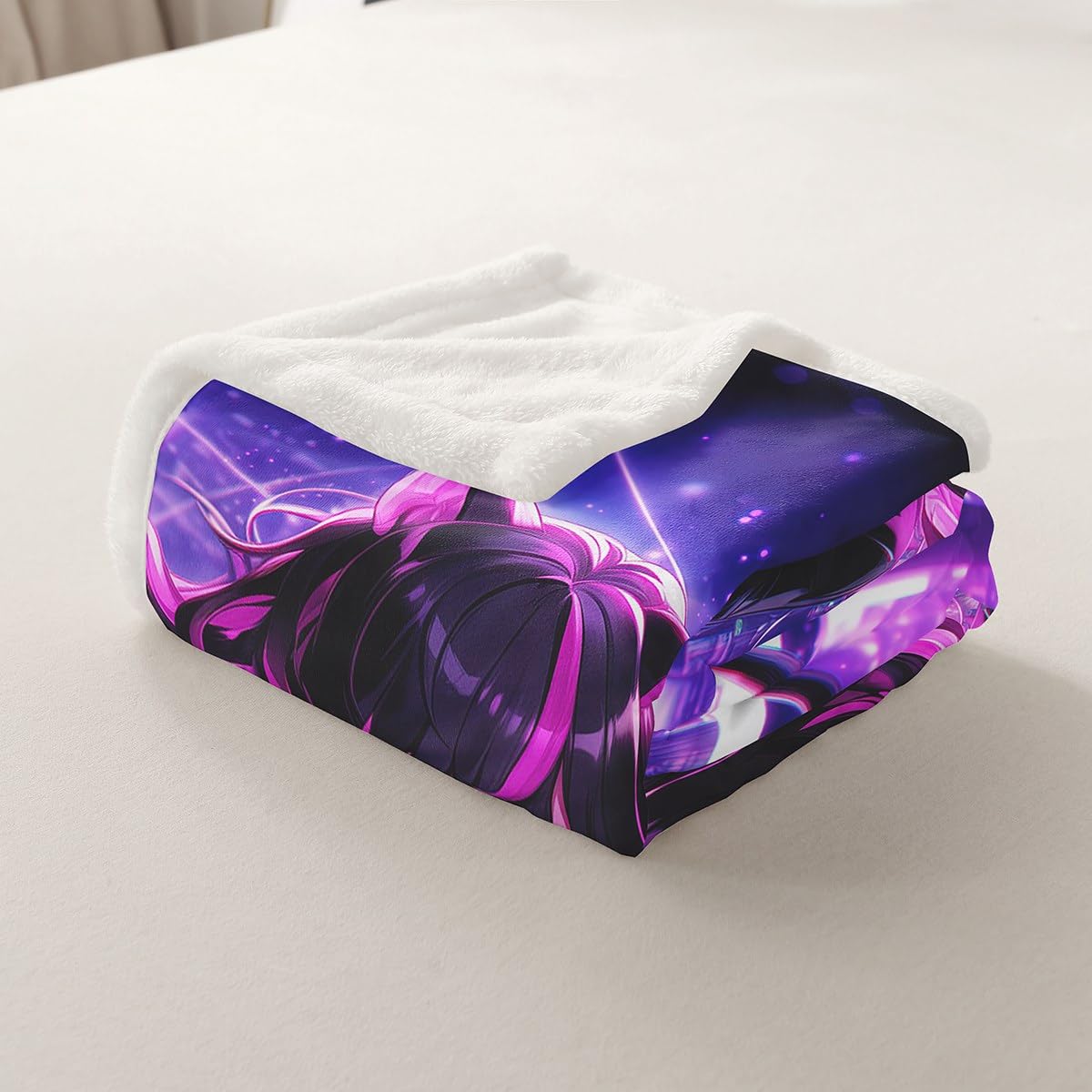 Erosebridal Kids Anime Girl Twin Size Throw Blanket, Japanese Anime Fleece Sherpa Blanket, Cartoon Girl Decor for Boys Teens Bedroom Decor, Kawaii Japanese Animation Decorative Sofa Couch