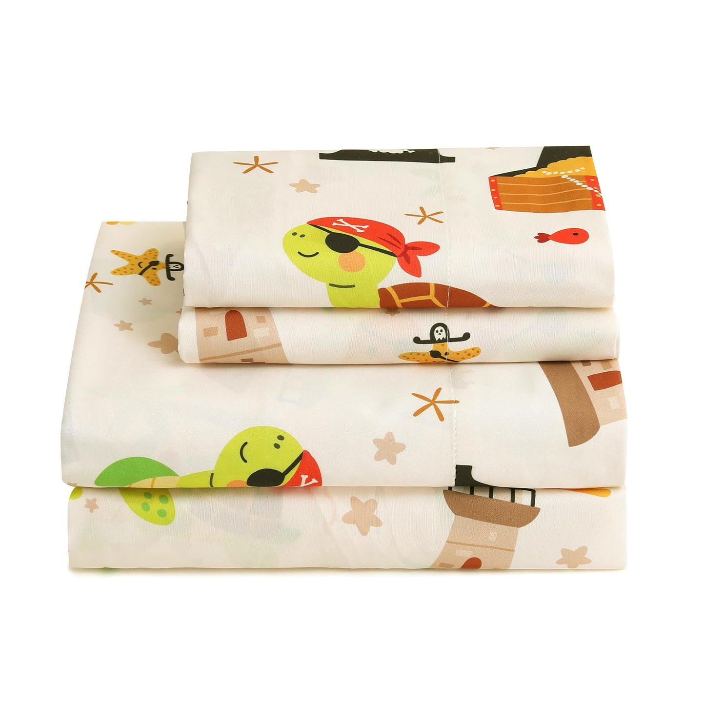 ChicView Full Sheet Set Kids,4 Pieces Breathable Soft Microfiber Bedsheets for Child Boys Girls, Anti Pilling Deep Pockets Easy Care Bed Sheets, Turtle