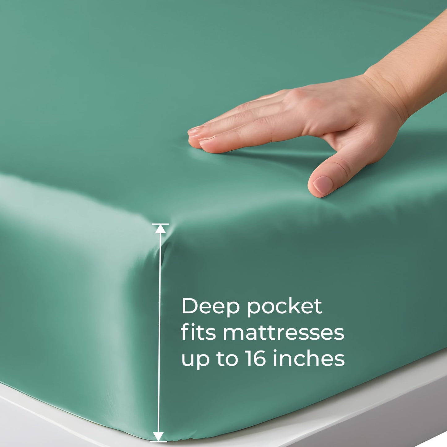 LINENWALAS Fitted Sheet Only Viscose Derived from Bamboo, Bottom Sheet for King Size Bed – 16” Deep Pocket, All Around Snug Fit – Cooling, Breathable, Soft, Hypoallergenic (Aqua, King)
