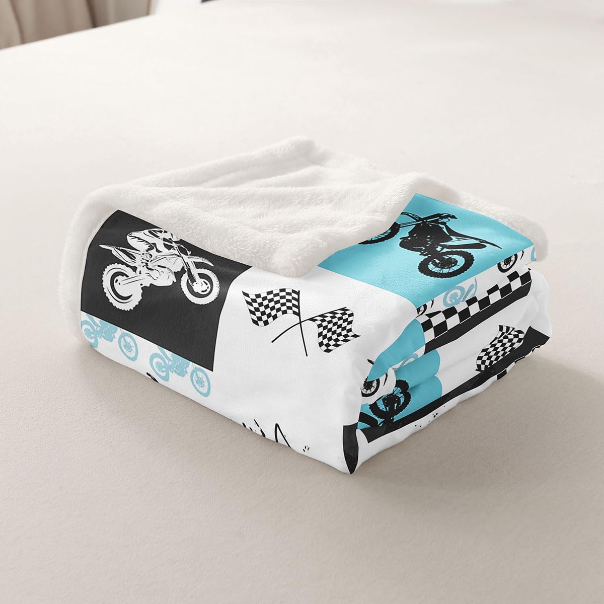 Feelyou Dirt Bike Plush Blanket - Extreme Sports Fleece Throw for Kids Boys Girls Racing Motocross Rider - Sherpa Motorcycle Fuzzy Blanket for Sofa Bed Couch, 40x50 Inches
