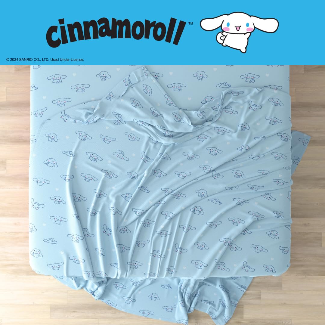 Cinnamoroll Bedding Super Soft Cozy Microfiber 4 Piece Full Sheet Set, (Officially Licensed Product) By Franco