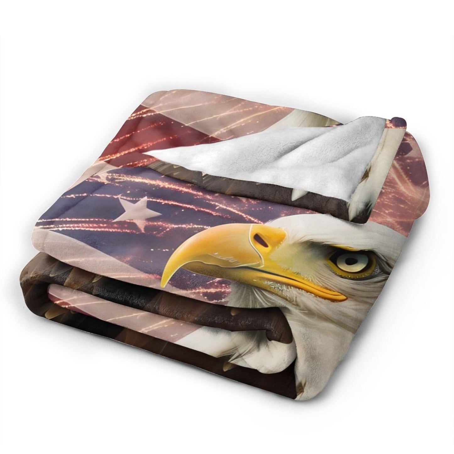 American Flag Ultra-Soft Flannel Throw Blankets, Firework Eagle Blanket for Bed Couch Sofa, All Seasons Home Camper Travel 60"x50"