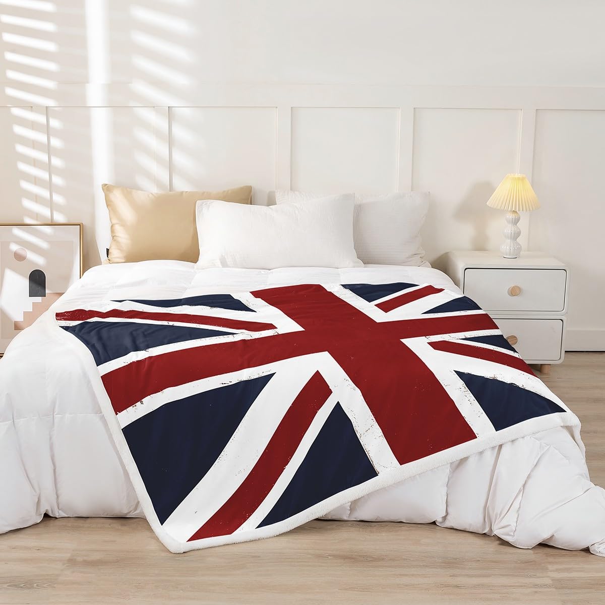 Feelyou Navy Blue England Flag Fleece Throw Blanket, Luxury Plush Soft Microfiber Fuzzy Blanket for Kids, Boys, Girls, Sofa, Bed, Couch, 40x50 Inches