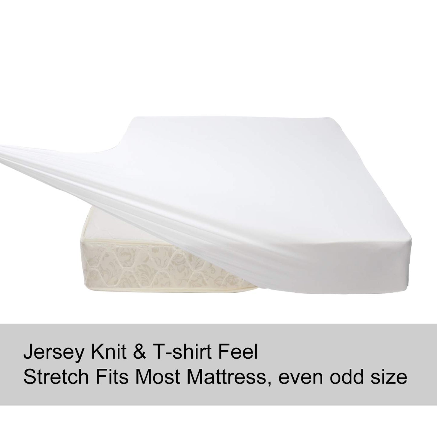 Soft Stretch King Size Fitted Sheet Only - Jersey Knit, 4-Way Stretchy Snug Fit, Wrinkle Free & Stay in Place, No More Slipping Off for Mattress, Soft & Comfortable - White, King