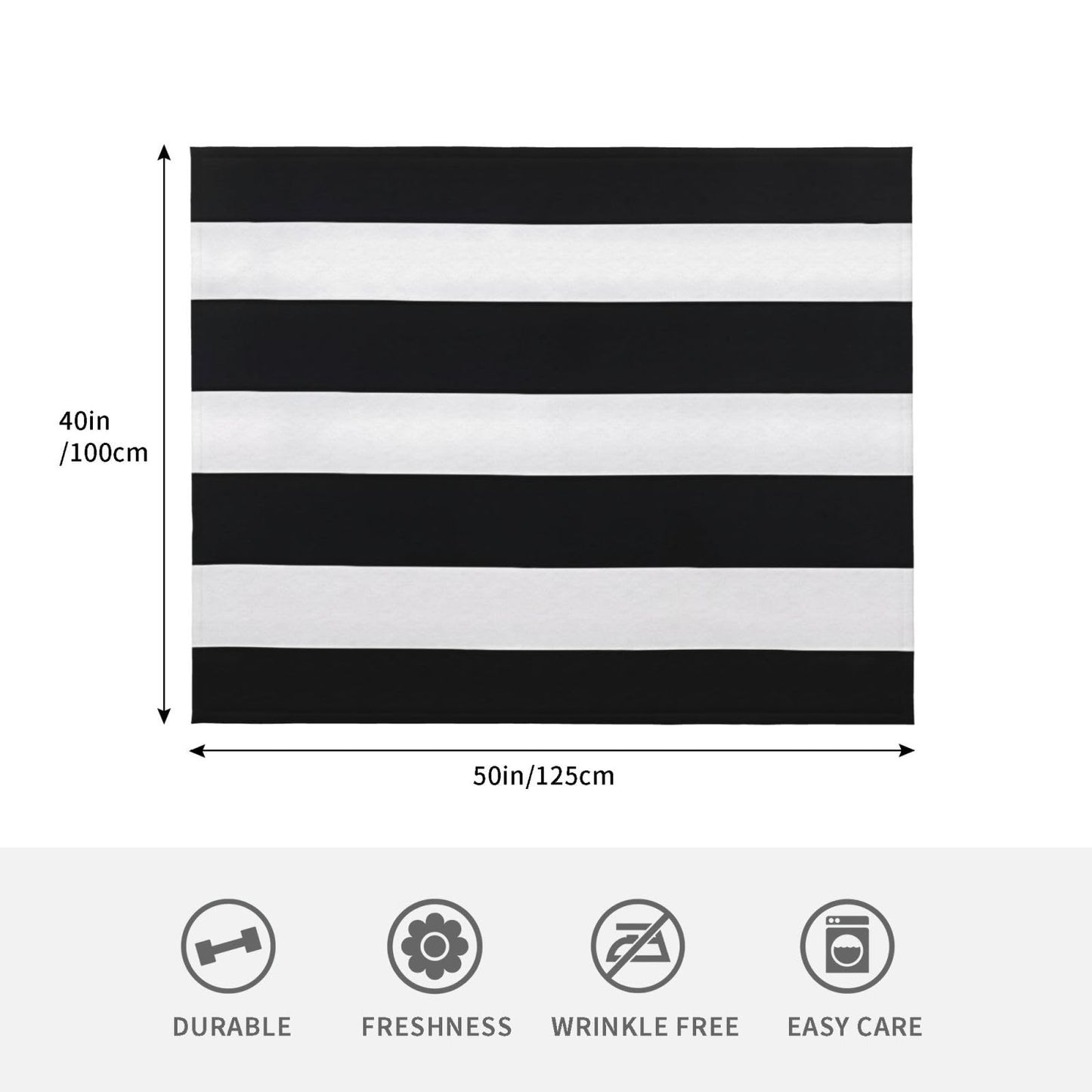 Jfniub Striped Black and White Blanket Throw Bedding Room Decor Flannel Blankets for Bedroom Living Rooms Warm All Season 50"X40"