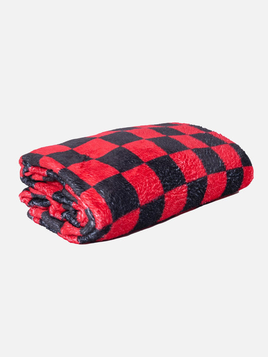 Checkered Fleece Blanket - Cozy Flannel Chessboard Lightweight - Super Soft Warm Throw Blanket - Decorative - Perfect for Camping Home Bed Couch Sofa - All Seassons (Red, 50''x60'')