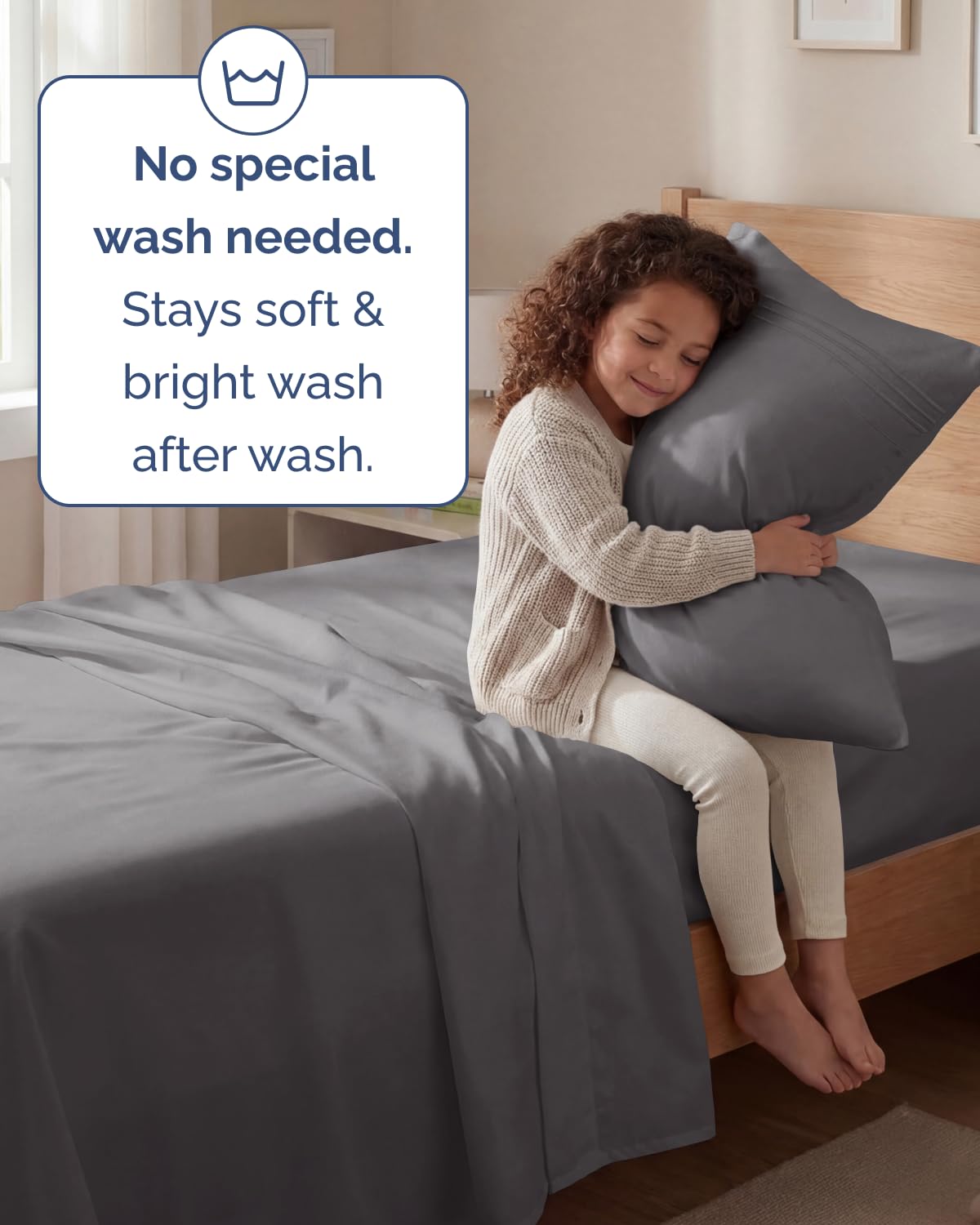 Twin Size 3 Piece Sheet Set - Comfy Breathable & Cooling Sheets - Hotel Luxury Bed Sheets for Women & Men - Deep Pockets, Easy-Fit, Extra Soft & Wrinkle Free Sheets - Dark Grey Oeko-Tex Bed Sheet Set