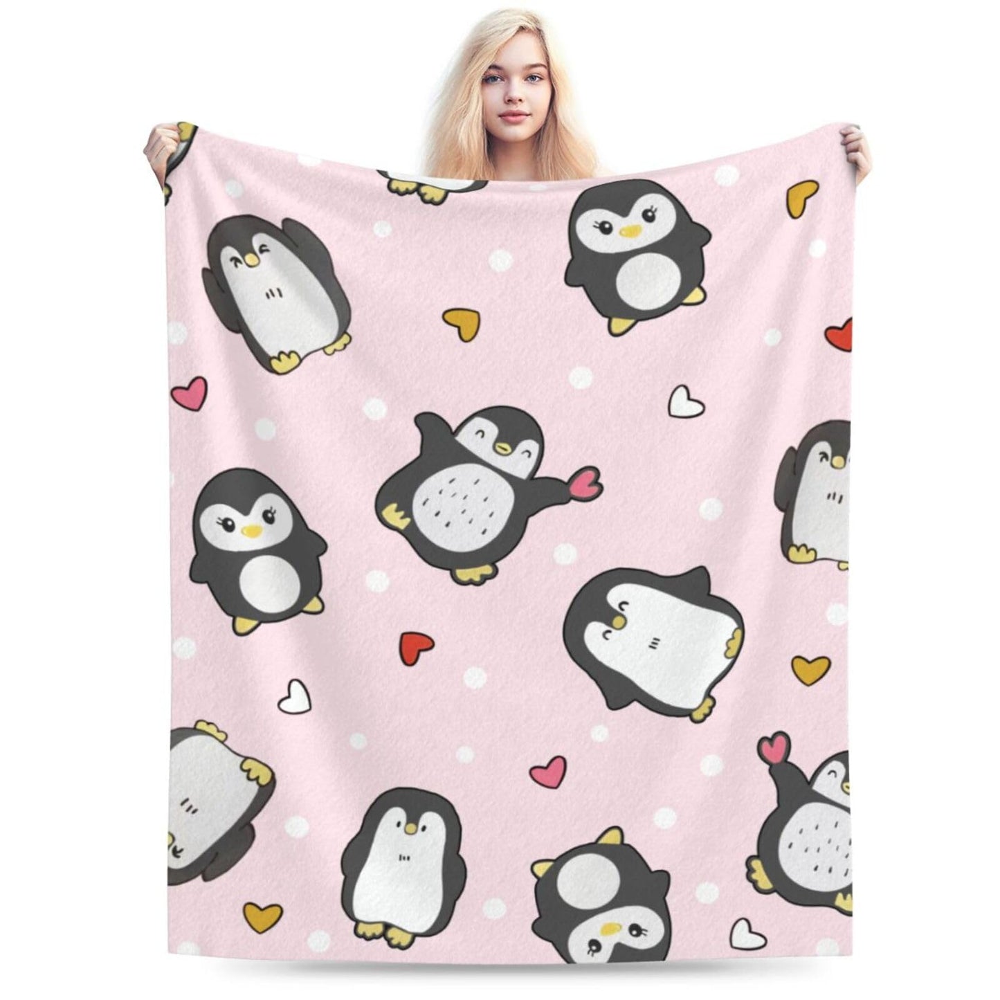Penguin Blanket Penguins Throw Blanket Soft Warm Cozy Fuzzy Plush Penguin Throw Blanket Gifts for Girls Women Penguins Lightweight Fleece Flannel Gift Blankets for Kids Adults 40"X50"