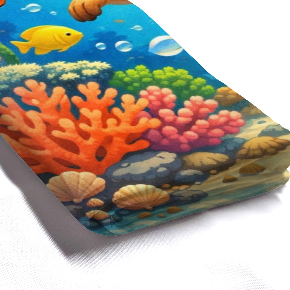REZHOCH Kids Ocean Shower Curtain 72x72Inch Fun Kangaroo Snorkeling Underwater Tropical Fish Coral Reef Home Bathroom Decor,Boy Girl Cartoon Animal Coastal Bath Set with Hooks
