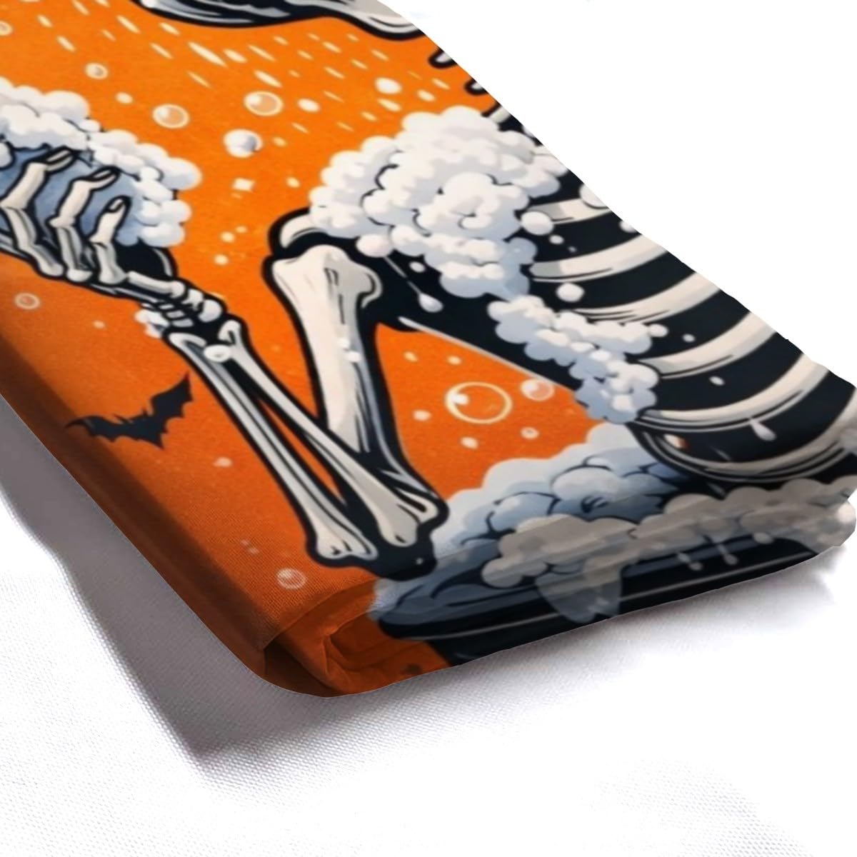 InkRain Halloween Skeleton Shower Curtain 60x72 Inch with 12 Hooks, Funny Spooky Skeleton Bathing Design, Waterproof Fabric Bathroom Curtain, Cute Goth Halloween Bathroom Decor