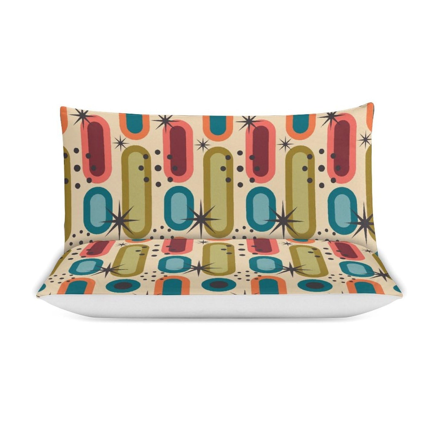 Colorful Aesthetic Comforter Cover Geometry Bed Set, Retro Atomic Duvet Cover，Modern Mid Century Bedding Sets，Aesthetic Abstract Art Bedding 3 Piece (1 Duvet Cover 86"x70" + 2 Pillow Sham 20"x30")