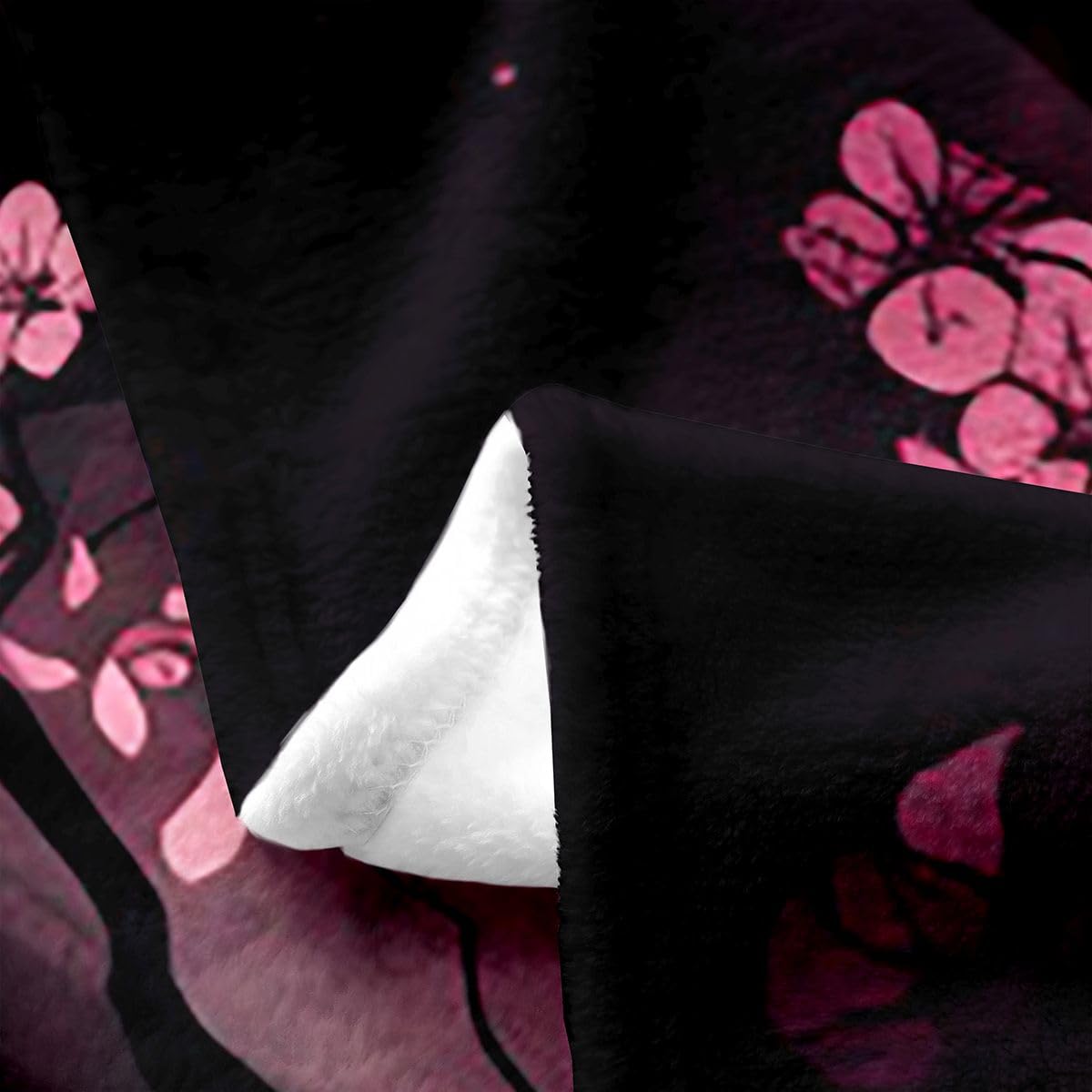 Feelyou Crow Plush Throw Blanket Halloween Themed Flannel Blanket 40"x50" Cherry Blossoms All Season Trick or Treat for Couch Bed Sofa Goth Bedroom Decor