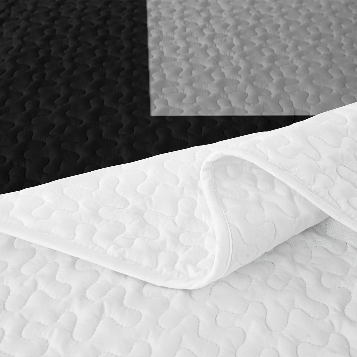 Erosebridal White Black Blue Striped Quilt Set Boho Modern Geometric Abstract Quilt Twin Stripes Lines Quilted Bedspread with 1 PillowcaseMinimalist Square and Circle Coverlet