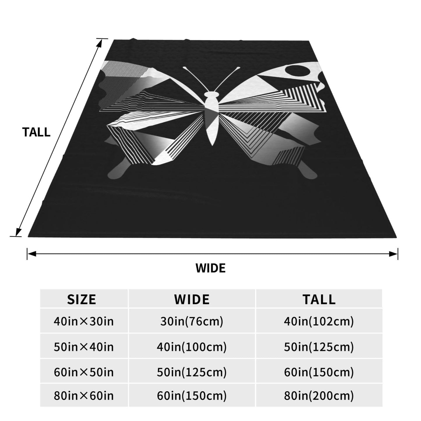 绘制蝴蝶图 Theme Throw Blanket, Cozy Flannel Fleece Winter Blankets for Bed Sofa and Couch50 x40