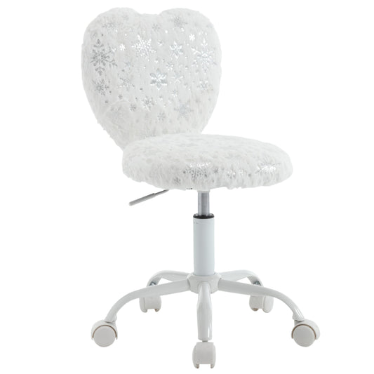 DM Furniture Kids Desk Chair - Girls Students Study Adjustable Computer Chair with Cute Heart Back for Home/Bedroom/School/Dorm, Snow White