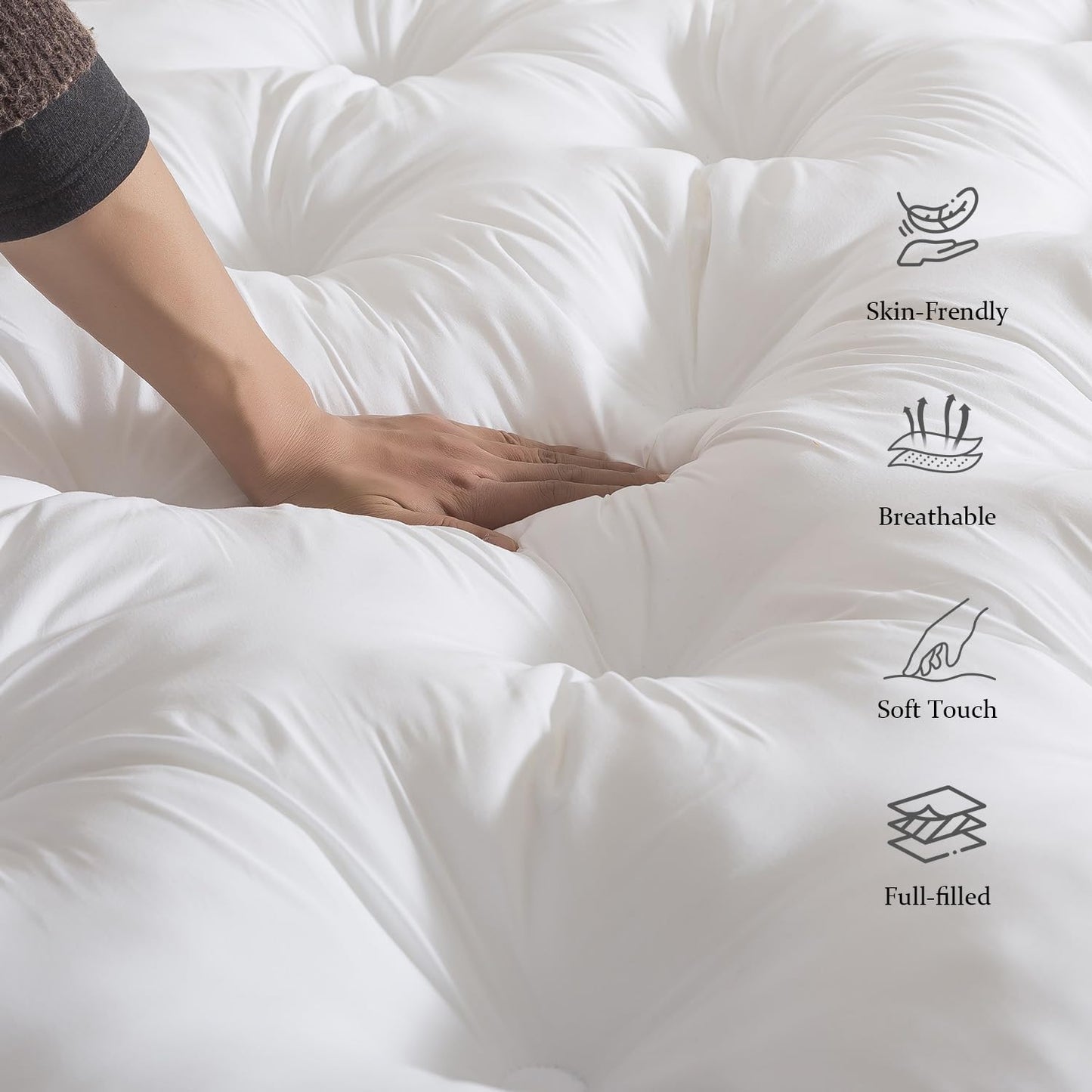 WhatsBedding 5 Inch Memory Foam Mattress Topper Twin Size, Supportive Fluffy Shredded Memory Foam Filled Pillow Top, Extra Soft Bed Topper with Deep Pocket, 39x75x5 Inch