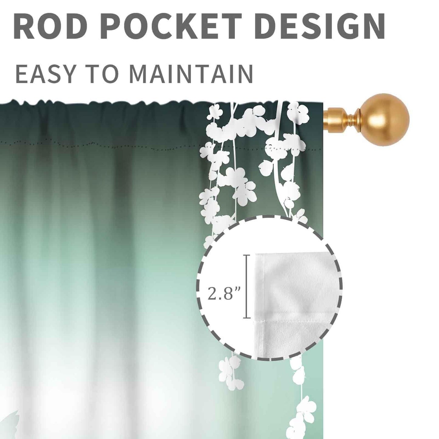 Koi Fish Curtains, Traditional Japanese Koi Carp Fish Printed Oriental Asian Style Retro Green Teal Curtains Drapes Treatmens for Bedroom Living Room Kitchen Bathrooom Windows 2 Panels, 42"x45" Inch