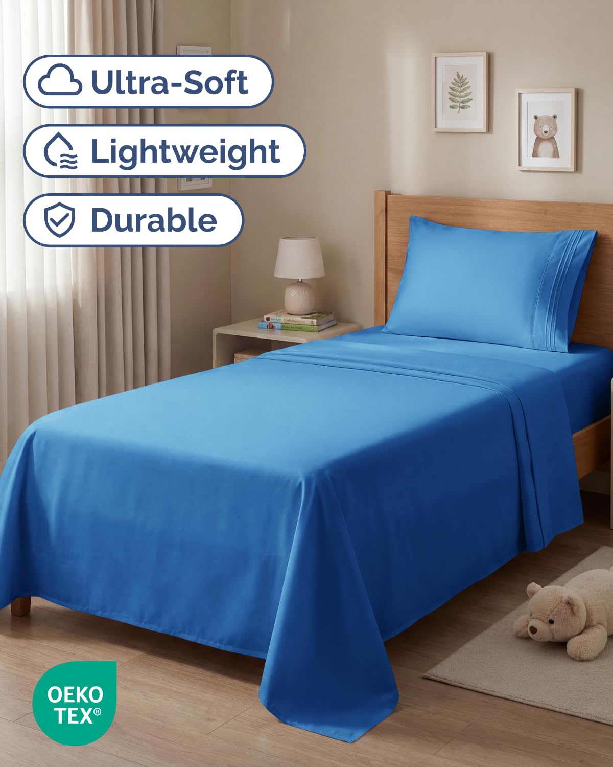 Twin Size 3 Piece Sheet Set - Comfy Breathable & Cooling Sheets - Hotel Luxury Bed Sheets for Women and Men - Deep Pockets, Easy-Fit, Soft and Wrinkle Free Sheets - Royal Blue Oeko-Tex Bed Sheet Set
