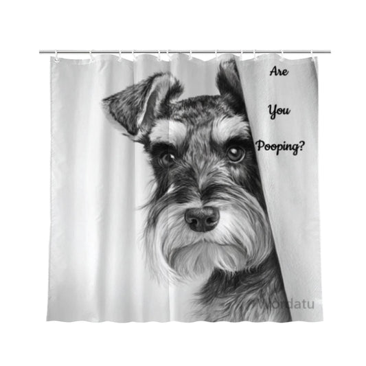 Wordatu Schnauzer Shower Curtain Bathroom Set 72x72 Inches are You Pooping Bath Animal Bath Animal Pet Dog Art Home Decor 12 Hooks