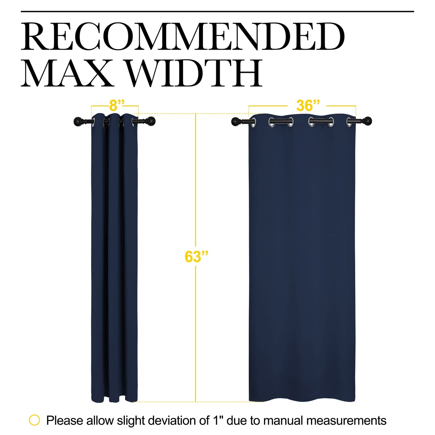 NICETOWN Light Blocking Thermal Insulated Solid Grommet Top Blackout Curtains/Drapes/Panels for Kid's Room (Navy, 1 Pair, 42 x 63 Inch)