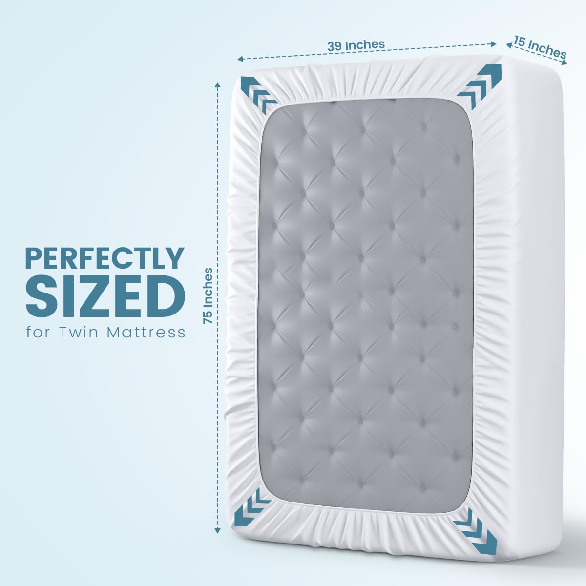 Twin Size Mattress Protector Waterproof, Premium 200 GSM Terry Mattress Cover, Soft & Breathable Bed Cover, Fitted Sheet Style Stretchable Deep Pockets 15" by Utopia Bedding (White)