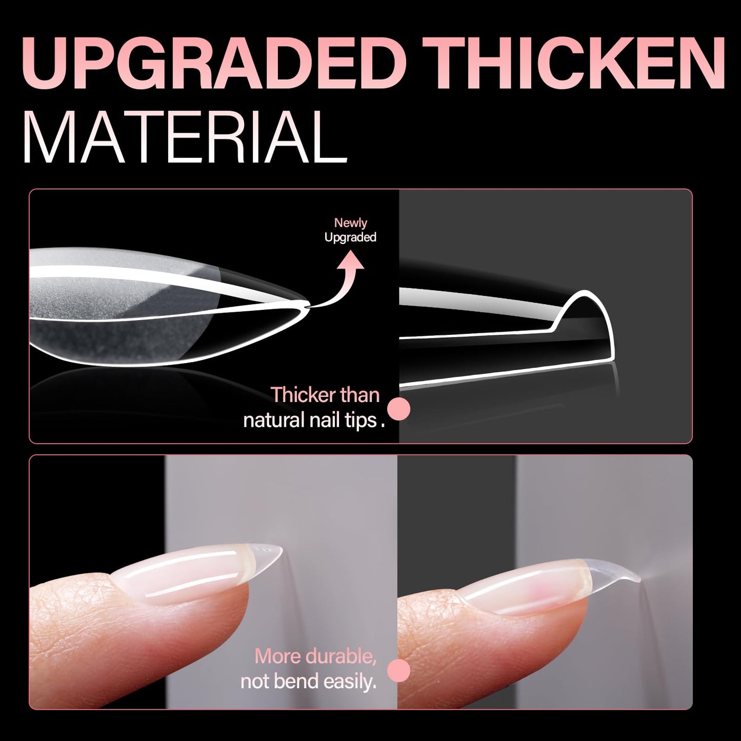 AILLSA Short Almond Nail Tips - Thickened Pre-shaped False Nail Tips Short Almond Shaped Half Matte Nails Tips, Fake Nails Extension 240pcs 15 Sizes with Storage Box