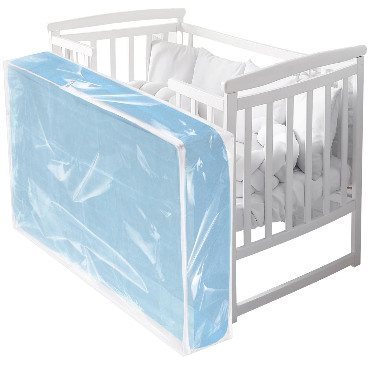 Colingmill 1 Pcs Crib Mattress Storage Bag with Zipper, 4+ Mil Clear Plastic Waterproof Crib Mattress Bag for Moving and Storage, 52.5x28x6.5 Inches