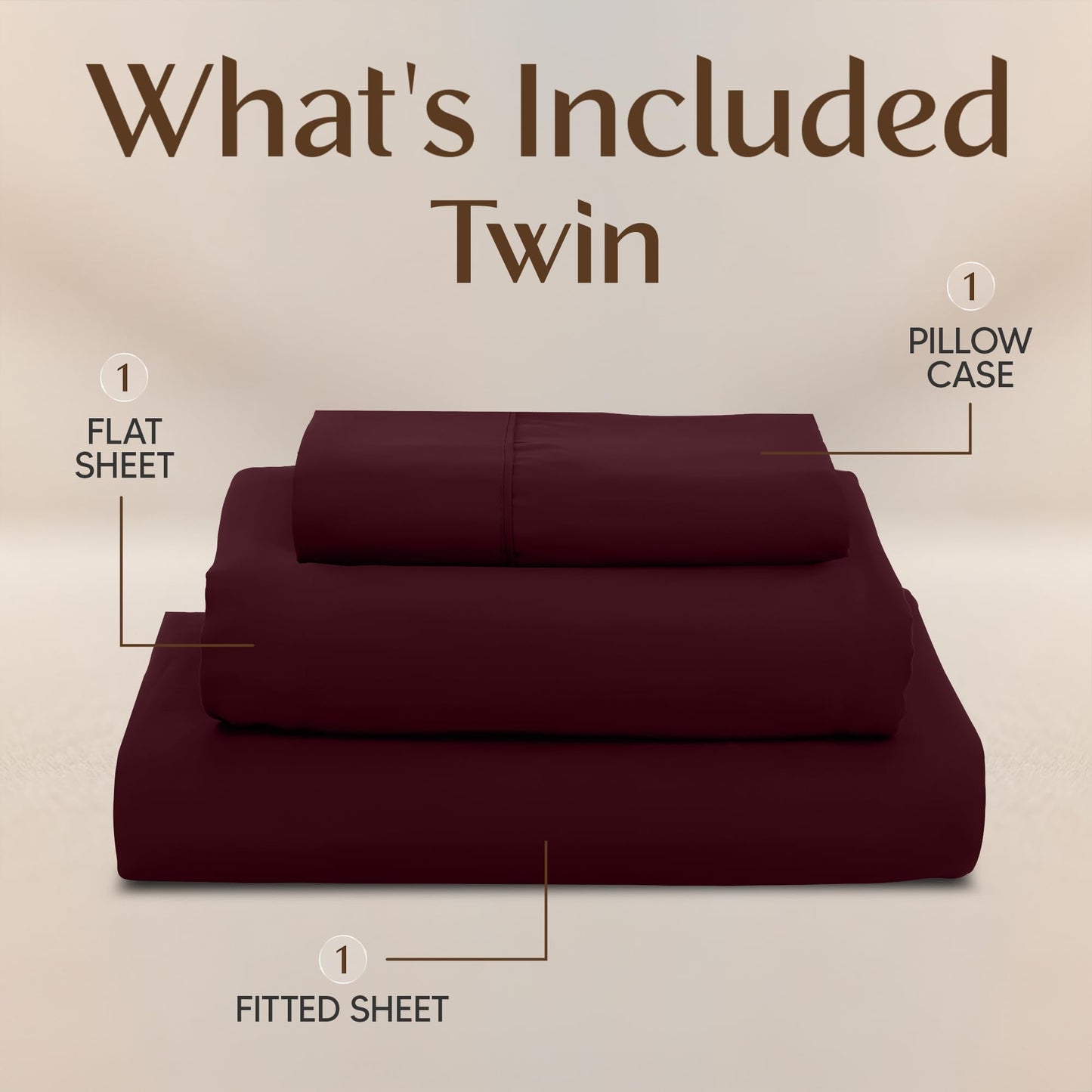 Utopia Bedding Twin Sheet Set – 3 Piece Bed Sheets for Twin Size Bed, Soft and Breathable Microfiber, Includes 1 Fitted Sheet, 1 Flat Sheet and 1 Pillowcase – Oeko Tex (Burgundy)
