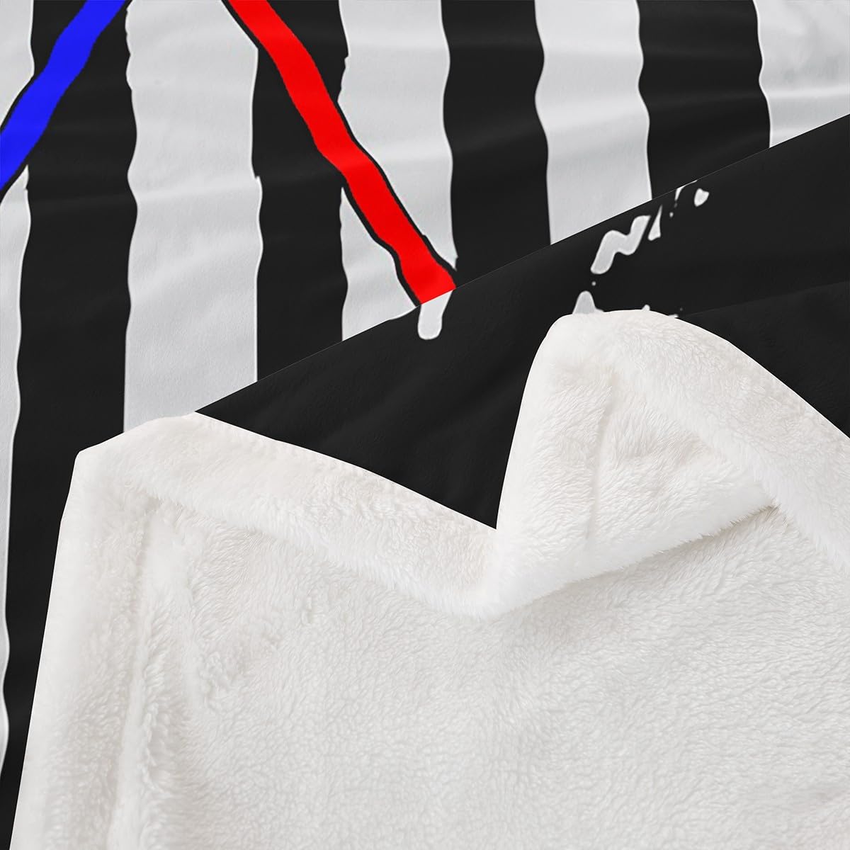 Lacrosse Sherpa Fleece Throw Blanket - American Flag Plush Blanket for Bed, Sofa, Couch - 40"x50" - Sports Games & Hockey Player Decor
