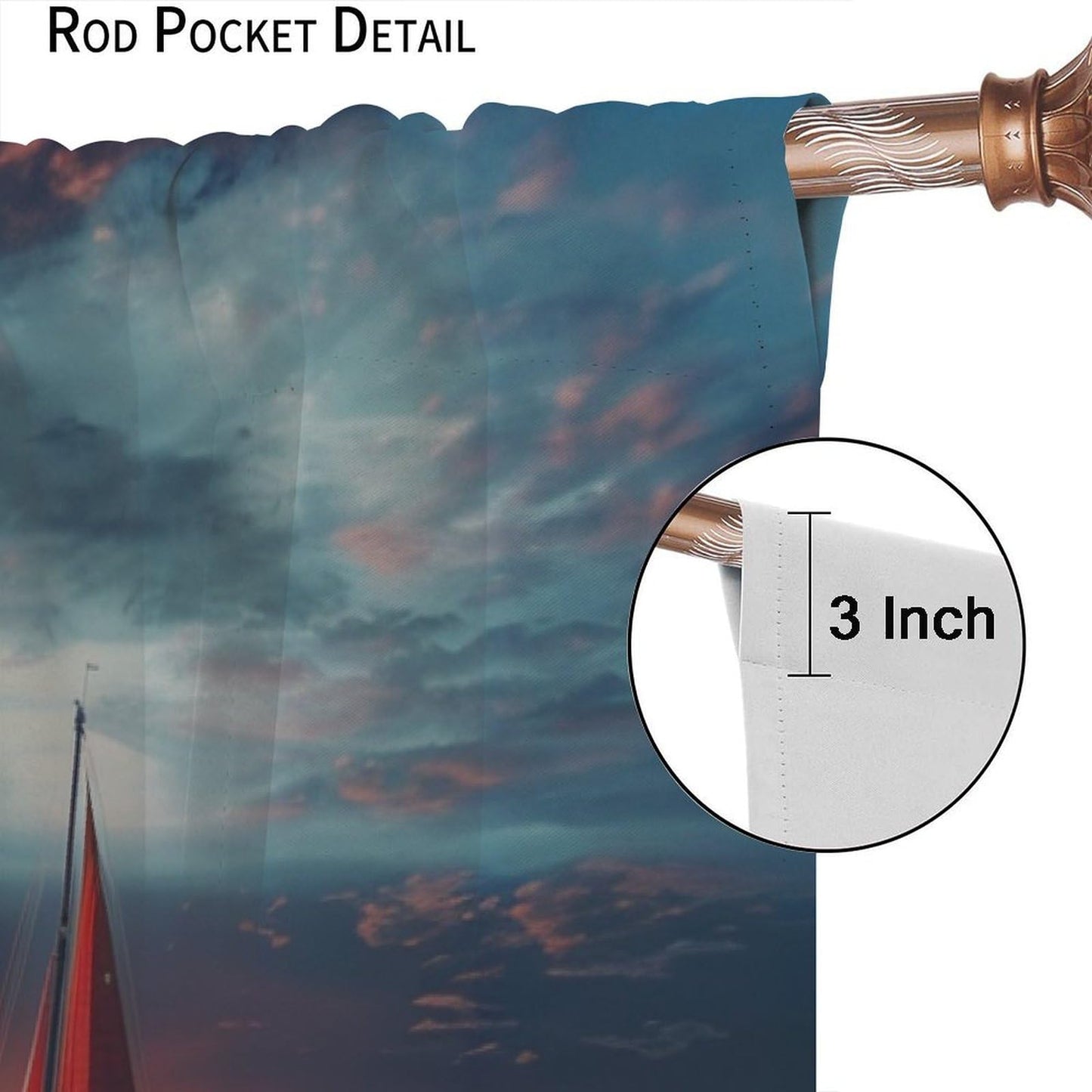TOWINSFB Classic Ocean Sailboat Blackout Curtains for Living Room Bedroom, Colorful Sky Cloud Sunset Scenery Window Curtains Rod Pocket Thermal Insulated Window Drapes, 2 Panels, Each 21W x 45L