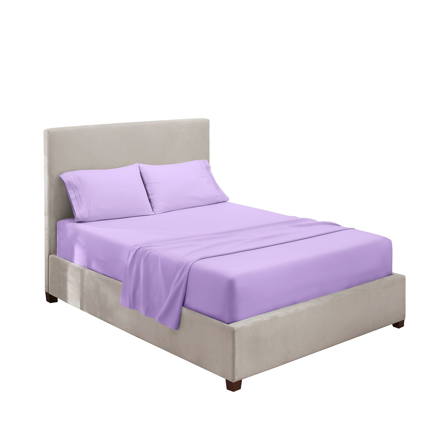 Hearth & Harbor Full Size Sheets - 4 Piece Bed Sheet Set, Hotel Luxury Double Brushed Bed Sheets - Extra Soft Bedding Sheets & Pillowcases, Full, Lavender