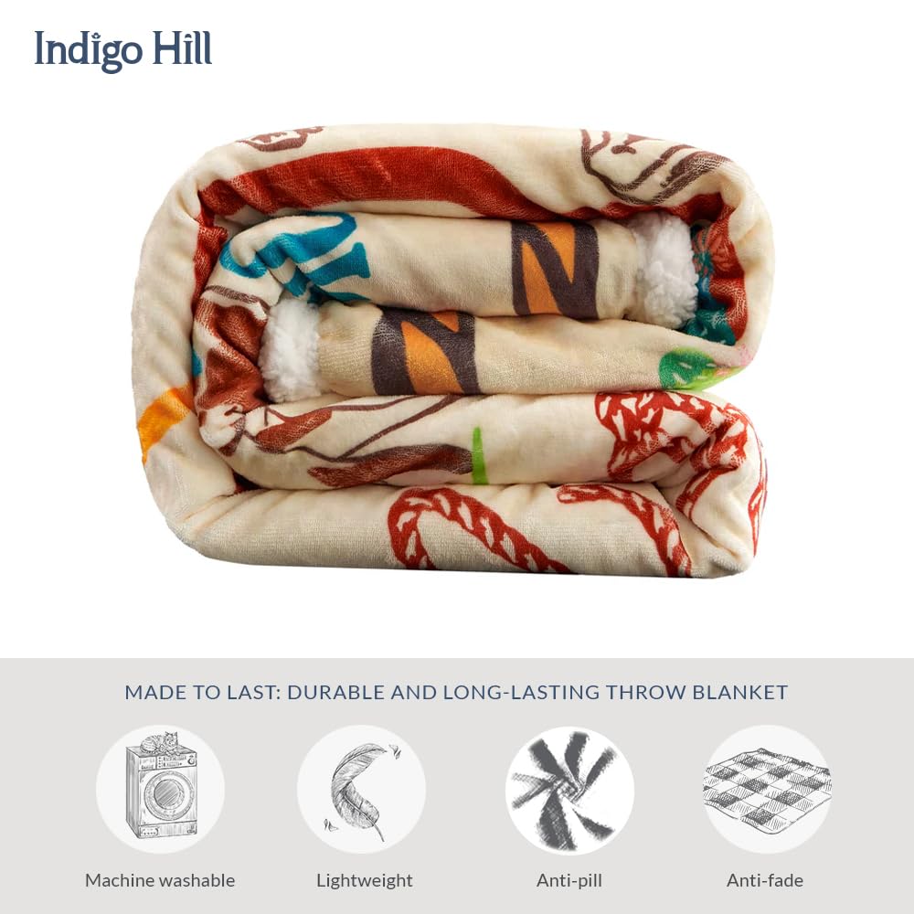 Paseo Road Indigo Hill by HiEnd Accents Retro Rodeo 3 Piece Sherpa Throw Blanket Set, Cowgirl Cow Print, Western Blanket with Riders Salute Print Pillows, Southwest Style, 1 Throw and 2 Pillows