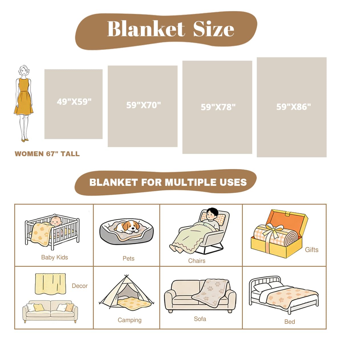 HUNXIAOJ Cat Blanket Throw Flannel Soft Cozy Cute Cat Decor Pet Blanket for Couch Bed Sofa Gift for Women Girls Kids 49"x59"