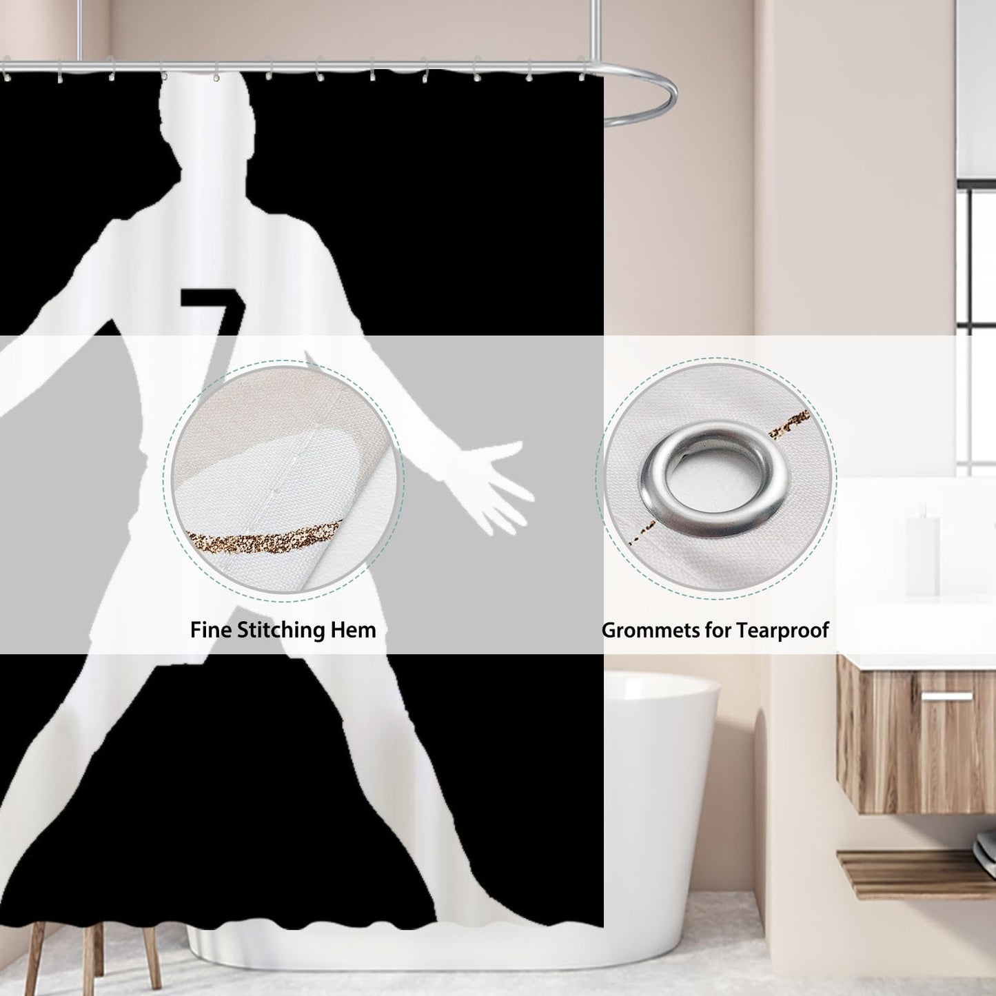 Funnytree Football Legend Shower Curtain, Portuguese Superstar Bathroom Decor, Waterproof Fabric Durable Easy Care Washable, 72"X72"(Hooks Not Included) SC00254-002