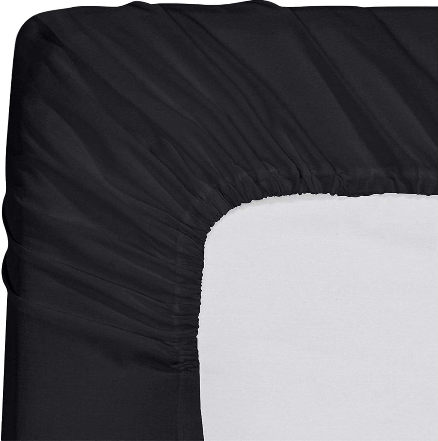 NHNHN Fitted Sheet-Deep Pockets-Soft Microfiber-Easy Care-Shrinkage and Fade Resistant-Fitted Sheets Queen Size for Girl Woman Teens Kids-Only 1 Fitted Sheet (Queen, Black)