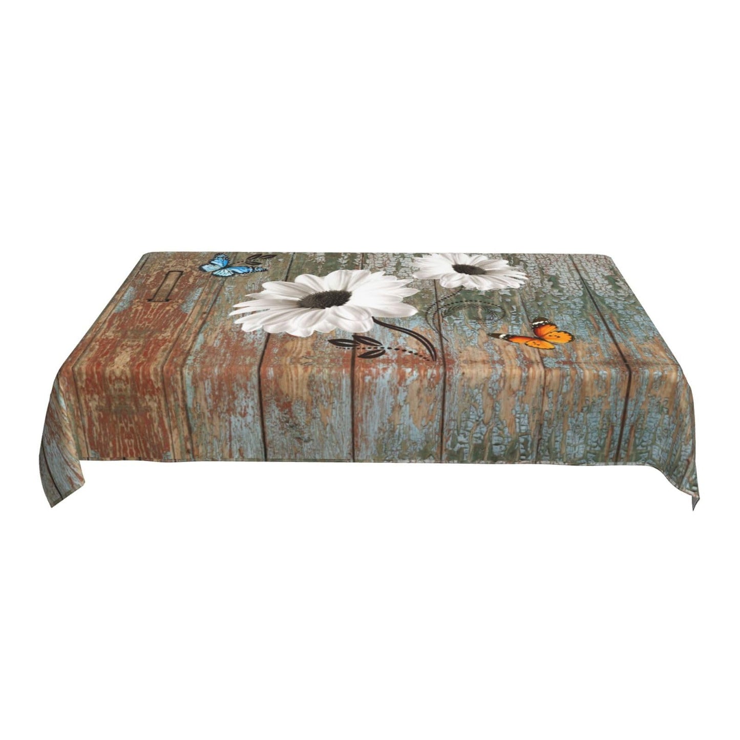 mutakin Wood Grain Flower Rectangle Tablecloth Washable Table Cloth 60x90 Inch Table Cover Waterproof for Decoration Kitchen Dining Room