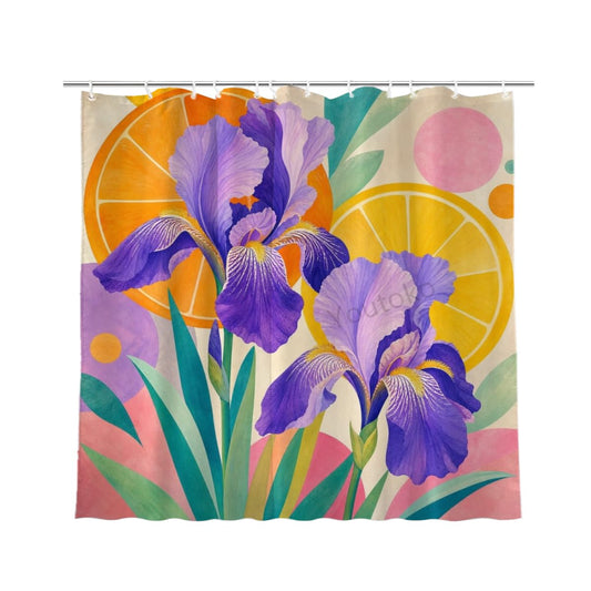 Youtoko Rose Floral Shower Curtain 72x72 Inch with 12 Hooks Polyester Decorative Bath Decor Bold Teal Pop Art Blocks Illustration Romantic Style for Dorm Bathroom