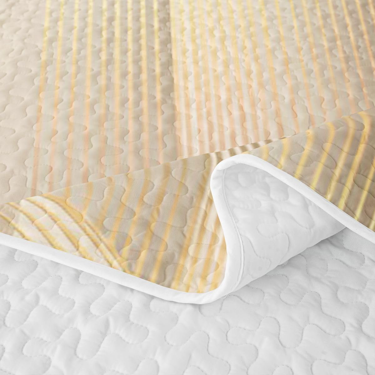 Erosebridal Geometric Quilted Bedspreadd Set Twin Modern Abstract Texture Coverlet Set Nordic Style Bed Set Ombre Beige White Bedding Set