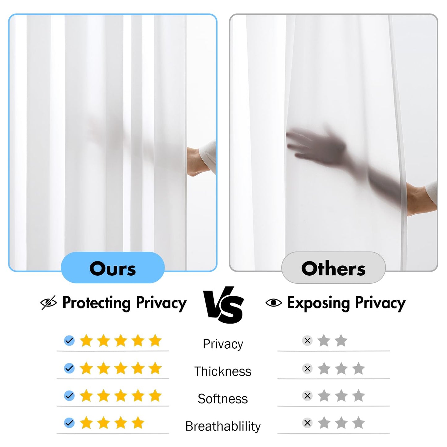 MIULEE White Privacy Sheer Curtains that Let Light in 84 Inches Long Non-See-Through Semi Sheer Curtains Light Filtering Window Curtain Drapes for Living Room Bedroom 2 Panels Set 42 X 84