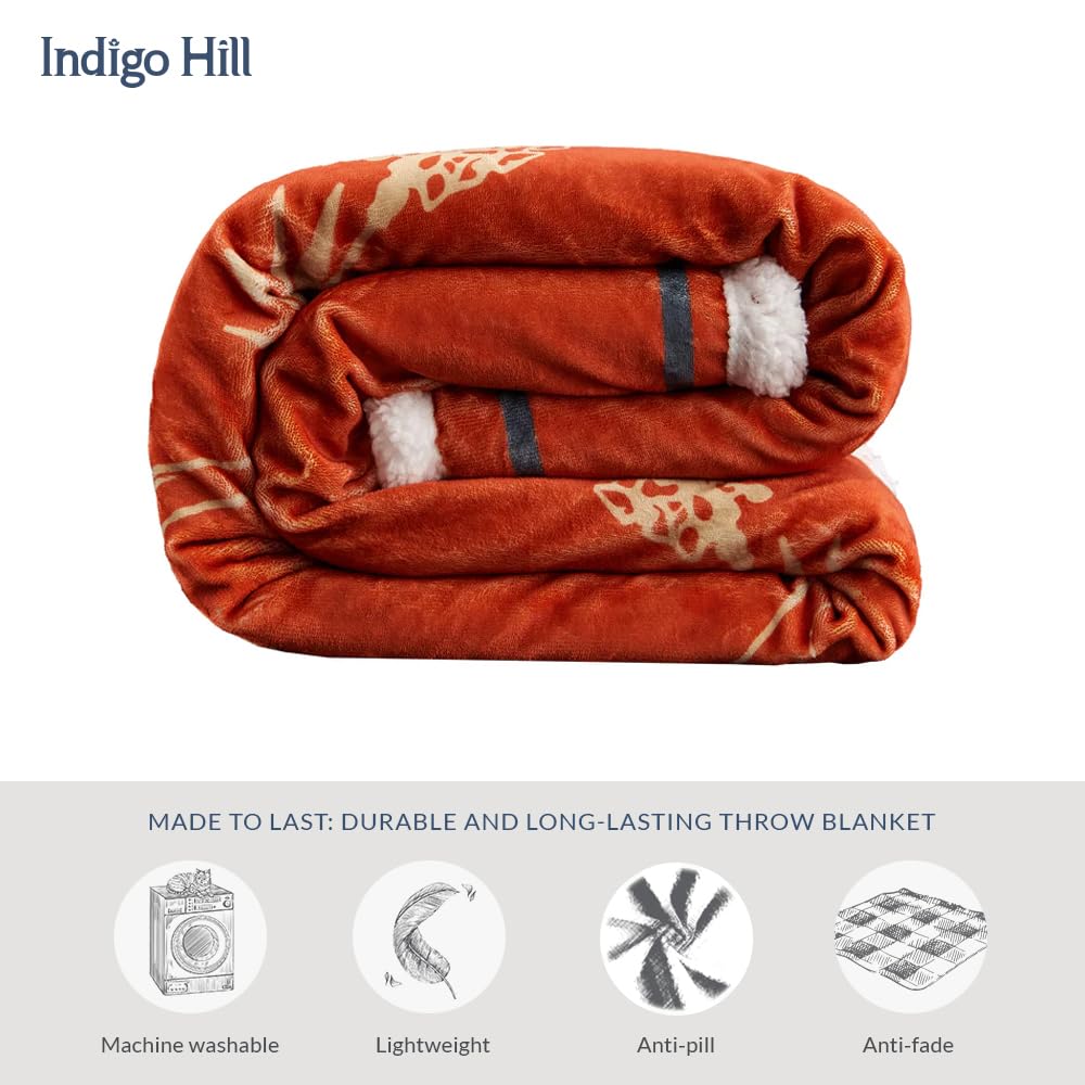 Indigo Hill by HiEnd Accents Marfa 3 Piece Sherpa Western Throw Blanket Set, Cowboy Horseshoe Arrow Print, Western Blanket with Bucking Bronco Print Pillows, Southwestern Style, 1 Throw and 2 Pillows